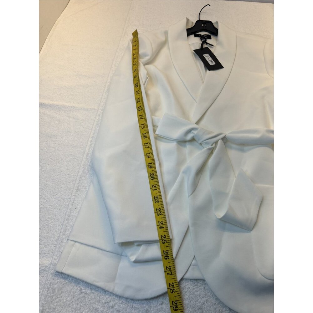 If Only Studio Wrap Jacket/Blazer Tuxedo Ivory Lined Women SZ 12 New w/Tags - Picture 7 of 8